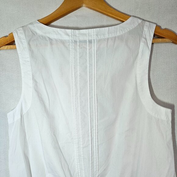 Trina Turk Woman's White 100% Cotton Pleated Tank with Sinched Drawstring Size S - Picture 7 of 16